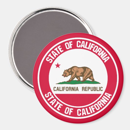 California Round Emblem Magnet (Vorderseite/Rückseite)