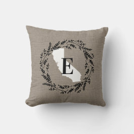 California Rustic Wreath Monogram Throw Kissen