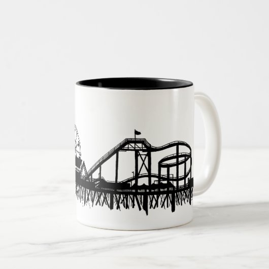 California Santa Monica CA Pier Beach Ferris Wheel Zweifarbige Tasse (VorderseiteRechts)