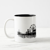 California Santa Monica CA Pier Beach Ferris Wheel Zweifarbige Tasse (Links)