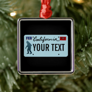 California Sasquatch License Plate Ornament Aus Metall