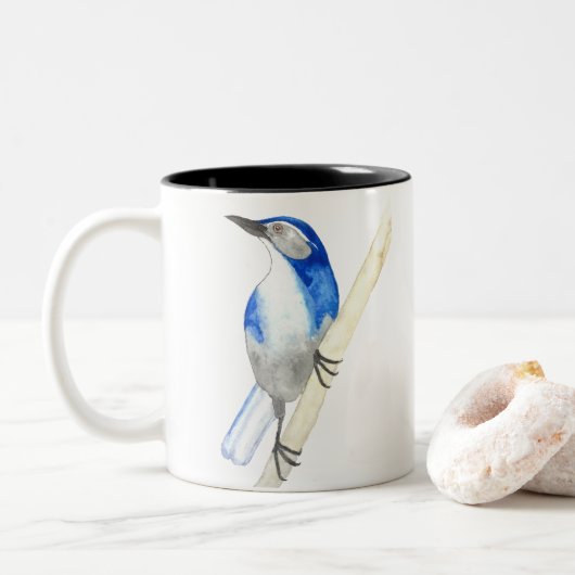 California Scrub Jay Zwei-Tone-Kaffee-Tasse Zweifarbige Tasse (Mit Donut)