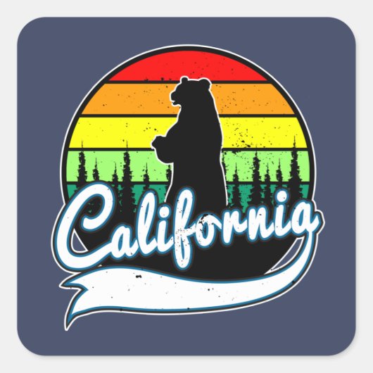 California Staat Bear Quadratischer Aufkleber (Vorderseite)