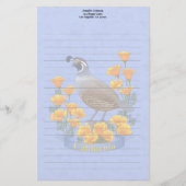 California Staat Bird Quail & Golden Poppy Briefpapier (Vorderseite)