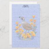 California Staat Bird Quail & Golden Poppy Briefpapier (Vorne/Hinten)