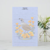 California Staat Bird Quail & Golden Poppy Briefpapier (Stehend Vorderseite)