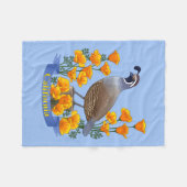 California Staat Bird Quail & Golden Poppy Fleecedecke (Vorderseite (Horizontal))