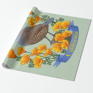 California Staat Bird Quail & Golden Poppy Geschenkpapier