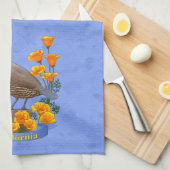 California Staat Bird Quail & Golden Poppy Geschirrtuch (Viertel Falte)