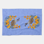 California Staat Bird Quail & Golden Poppy Geschirrtuch (Horizontal)