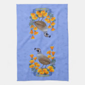 California Staat Bird Quail & Golden Poppy Geschirrtuch (Vertikal)