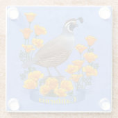 California Staat Bird Quail & Golden Poppy Glasuntersetzer (Rückseite)