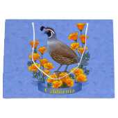 California Staat Bird Quail & Golden Poppy Große Geschenktüte (Vorderseite)