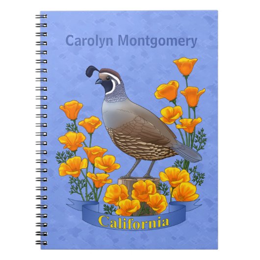 California Staat Bird Quail & Golden Poppy Notizblock (Vorderseite)