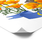 California Staat Bird Quail & Golden Poppy Poster (Ecke)