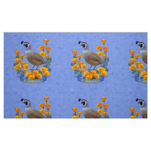 California Staat Bird Quail & Golden Poppy Stoff