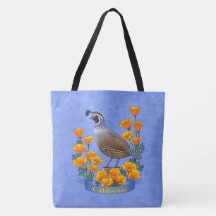 California Staat Bird Quail & Golden Poppy Tasche