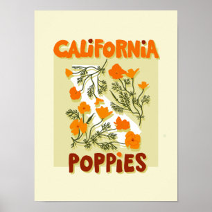 California Staat Blume Poppies Wildblumen Poster