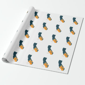 California Staat Blume Poppy Silhouette Floral Geschenkpapier