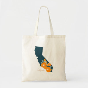 California Staat Blume Poppy Silhouette Floral Tragetasche