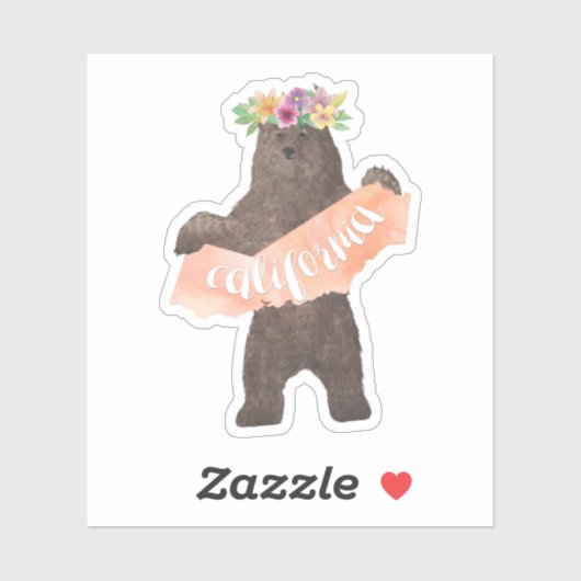 California Staat Boho Bear Aufkleber (Blatt)