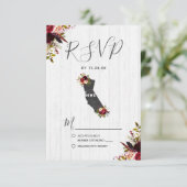 California Staat Destination Rustic Wedding RSVP Karte (Stehend Vorderseite)