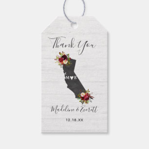 California Staat Floral Rustic Wedding Vielen Dank Geschenkanhänger