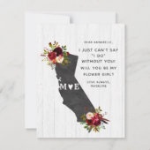 California Staat Floral werden Sie mein Blumenmädc Einladung (Rückseite)