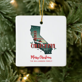 California Staat Frohe Weihnachten Custom Holiday Keramikornament