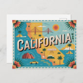 California Staat illustrierte Karte (Vorne/Hinten)