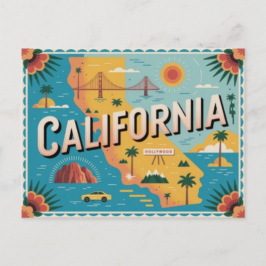 California Staat illustrierte Karte (Vorderseite)