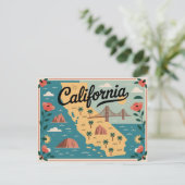 California Staat illustrierte Karte (Stehend Vorderseite)