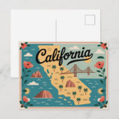 California Staat illustrierte Karte (Vorne/Hinten)