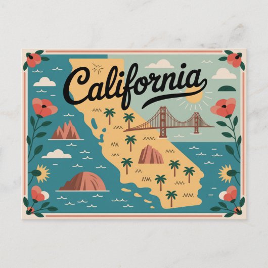 California Staat illustrierte Karte (Vorderseite)