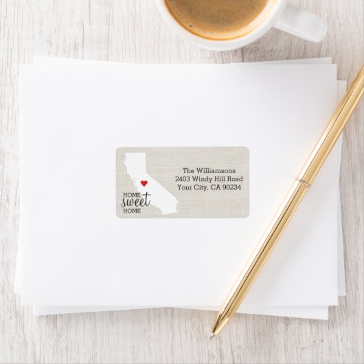 California Staat Liebe Map Zuhause Sweet Zuhause C Adressaufkleber (Insitu)
