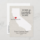 California Staat Liebe Map Zuhause Sweet Zuhause C Ankündigungspostkarte (Vorne/Hinten)
