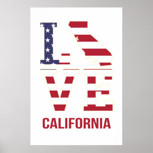 California Staat Liebe US Flagge Poster