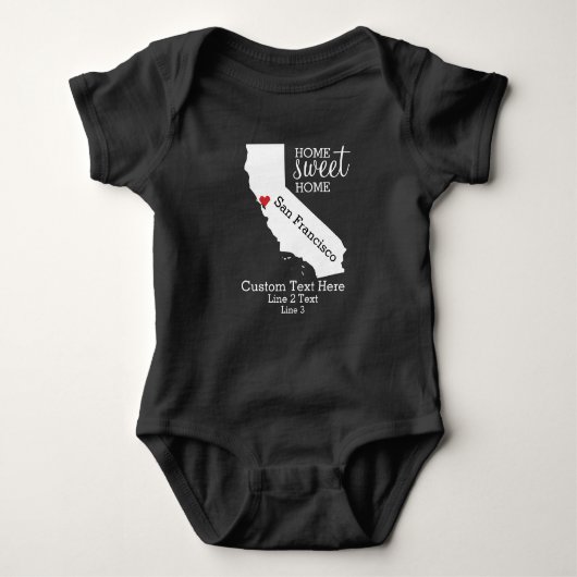 California Staat Liebe Zuhause Sweet Zuhause Custo Baby Strampler (Vorderseite)