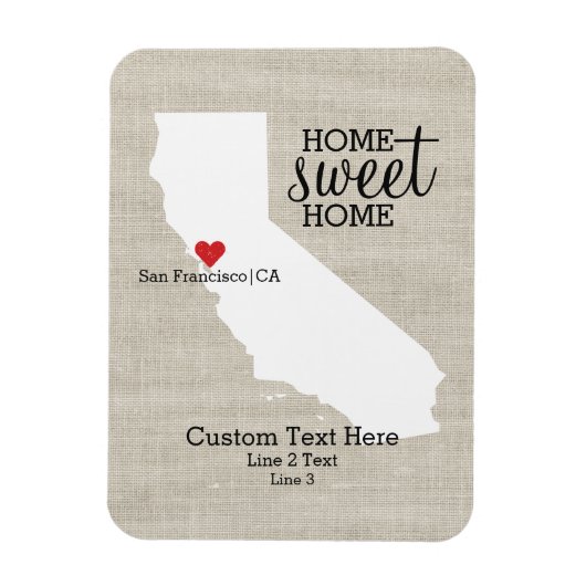 California Staat Liebe Zuhause Sweet Zuhause Custo Magnet (Vertikal)