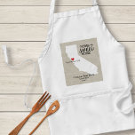 California Staat Liebe Zuhause Sweet Zuhause Custo Schürze<br><div class="desc">Zeigen Sie Ihre Liebe in Kalifornien und in Ihrer Heimatstadt mit dieser lustigen, maßgeschneiderten Schürze. Ein rustikales Design mit einer CA-Staat-Karte Silhouette, "Zuhause Sweet Zuhause" Typografie, ein rotes Herz zeigt, wo Sie leben, das ganze Set vor einem Imitat Burlap/Leinen bräunlichen Hintergrund. Passen Sie den Text mit Ihren Familiennamen, Monogramm, Standort...</div>