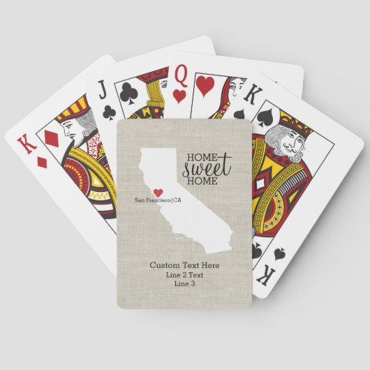 California Staat Liebe Zuhause Sweet Zuhause Custo Spielkarten (Rückseite)