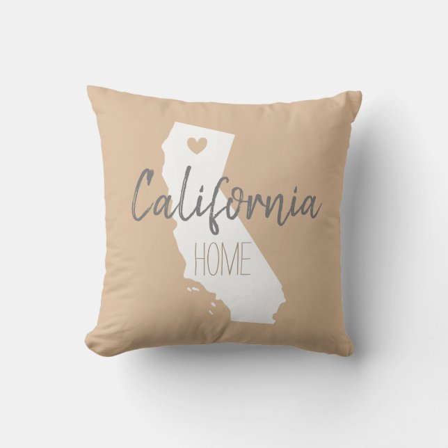 California Staat Map Liebe Zuhause werfen Kissen (Vorderseite)