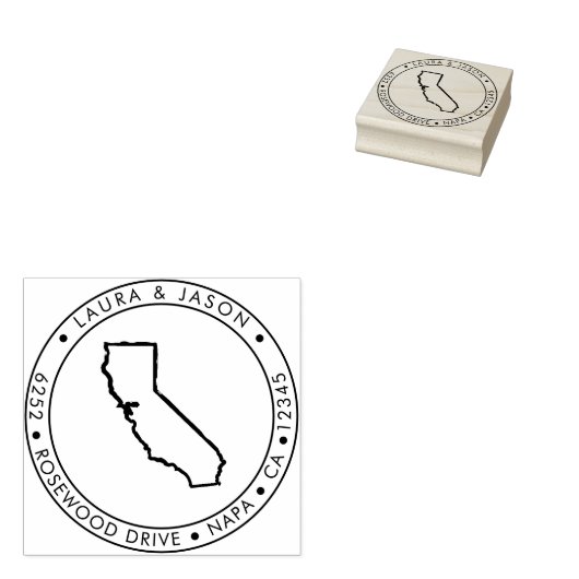 California Staat Map Rücksendeadresse Holzkunst Br Gummistempel (Stempel)