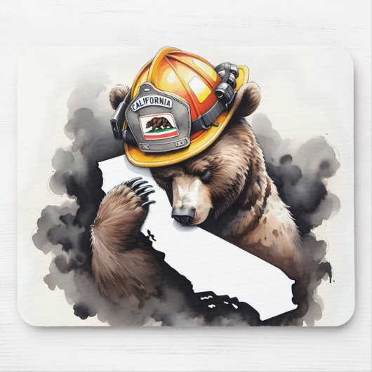 California Staat mit Feuerwehrbär Mousepad (Vorne)