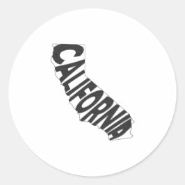 California Staat Name Word Art Black Runder Aufkleber