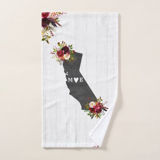 California Staat Rustic Floral Wedgram Badhandtuch Set (Handtuch)