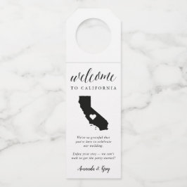 California Staat Wedding Willkommen Flaschenanhänger