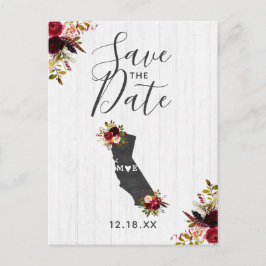 California Staat Zielort Rustikal Save the Date Ankündigungspostkarte