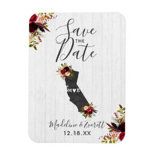 California Staat Zielort Rustikal Save the Date Magnet