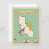 California Staaten Map | Der goldene Staat Postkarte (Vorne/Hinten)